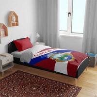 Costa Rica Flag Bedding Set Red White Blue with National Coat of Arms and Shield Design - Wonder Print Shop