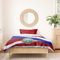 Costa Rica Flag Bedding Set Red White Blue with National Coat of Arms and Shield Design - Wonder Print Shop