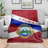 Costa Rica Flag Blanket Red White Blue with National Coat of Arms and Shield Design - Wonder Print Shop