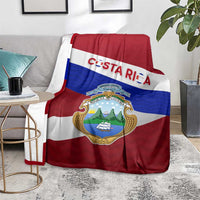 Costa Rica Flag Blanket Red White Blue with National Coat of Arms and Shield Design - Wonder Print Shop