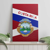 Costa Rica Flag Canvas Wall Art Red White Blue with National Coat of Arms and Shield Design - Wonder Print Shop