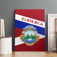 Costa Rica Flag Canvas Wall Art Red White Blue with National Coat of Arms and Shield Design - Wonder Print Shop