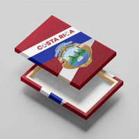 Costa Rica Flag Canvas Wall Art Red White Blue with National Coat of Arms and Shield Design - Wonder Print Shop