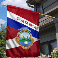 Costa Rica Flag Garden Flag Red White Blue with National Coat of Arms and Shield Design - Wonder Print Shop