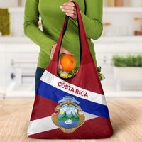 Costa Rica Flag Grocery Bag Red White Blue with National Coat of Arms and Shield Design - Wonder Print Shop