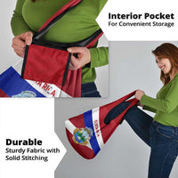 Costa Rica Flag Grocery Bag Red White Blue with National Coat of Arms and Shield Design - Wonder Print Shop