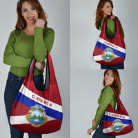 Costa Rica Flag Grocery Bag Red White Blue with National Coat of Arms and Shield Design - Wonder Print Shop