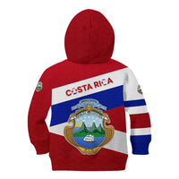 Costa Rica Flag Kid Hoodie Red White Blue with National Coat of Arms and Shield Design - Wonder Print Shop