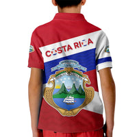 Costa Rica Flag Kid Polo Shirt Red White Blue with National Coat of Arms and Shield Design - Wonder Print Shop