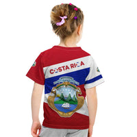 Costa Rica Flag Kid T Shirt Red White Blue with National Coat of Arms and Shield Design - Wonder Print Shop
