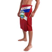 Costa Rica Flag Lavalava Red White Blue with National Coat of Arms and Shield Design - Wonder Print Shop