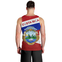 Costa Rica Flag Men Tank Top Red White Blue with National Coat of Arms and Shield Design - Wonder Print Shop