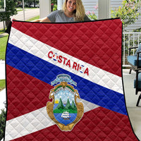 Costa Rica Flag Quilt Red White Blue with National Coat of Arms and Shield Design - Wonder Print Shop