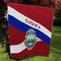 Costa Rica Flag Quilt Red White Blue with National Coat of Arms and Shield Design - Wonder Print Shop