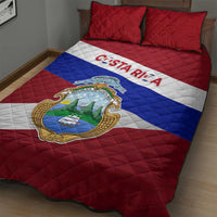 Costa Rica Flag Quilt Bed Set Red White Blue with National Coat of Arms and Shield Design - Wonder Print Shop