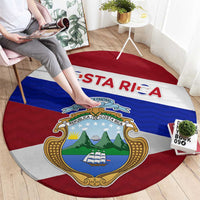 Costa Rica Flag Round Carpet Red White Blue with National Coat of Arms and Shield Design - Wonder Print Shop