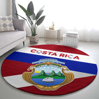 Costa Rica Flag Round Carpet Red White Blue with National Coat of Arms and Shield Design - Wonder Print Shop