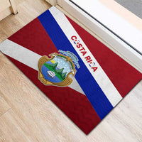 Costa Rica Flag Rubber Doormat Red White Blue with National Coat of Arms and Shield Design - Wonder Print Shop