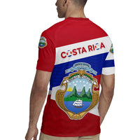 Costa Rica Flag Rugby Jersey Red White Blue with National Coat of Arms and Shield Design - Wonder Print Shop