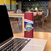 Costa Rica Flag Skinny Tumbler Red White Blue with National Coat of Arms and Shield Design - Wonder Print Shop