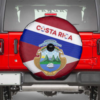 Costa Rica Flag Spare Tire Cover Red White Blue with National Coat of Arms and Shield Design - Wonder Print Shop