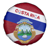 Costa Rica Flag Spare Tire Cover Red White Blue with National Coat of Arms and Shield Design - Wonder Print Shop