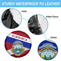 Costa Rica Flag Spare Tire Cover Red White Blue with National Coat of Arms and Shield Design - Wonder Print Shop