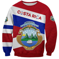 Costa Rica Flag Sweatshirt Red White Blue with National Coat of Arms and Shield Design - Wonder Print Shop