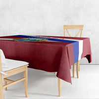 Costa Rica Flag Tablecloth Red White Blue with National Coat of Arms and Shield Design - Wonder Print Shop