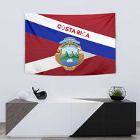 Costa Rica Flag Tapestry Red White Blue with National Coat of Arms and Shield Design - Wonder Print Shop