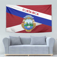 Costa Rica Flag Tapestry Red White Blue with National Coat of Arms and Shield Design - Wonder Print Shop
