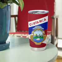 Costa Rica Flag Tumbler Cup Red White Blue with National Coat of Arms and Shield Design - Wonder Print Shop