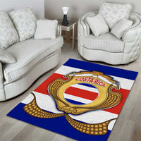 Costa Rica Flag Map Area Rug Red White Blue with National Colors and Gold Crest Design - Wonder Print Shop