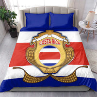 Costa Rica Flag Map Bedding Set Red White Blue with National Colors and Gold Crest Design - Wonder Print Shop