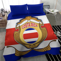 Costa Rica Flag Map Bedding Set Red White Blue with National Colors and Gold Crest Design - Wonder Print Shop
