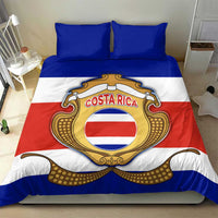 Costa Rica Flag Map Bedding Set Red White Blue with National Colors and Gold Crest Design - Wonder Print Shop