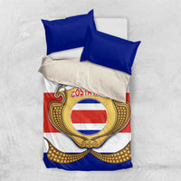 Costa Rica Flag Map Bedding Set Red White Blue with National Colors and Gold Crest Design - Wonder Print Shop