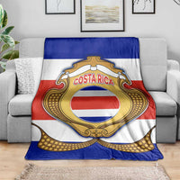Costa Rica Flag Map Blanket Red White Blue with National Colors and Gold Crest Design - Wonder Print Shop