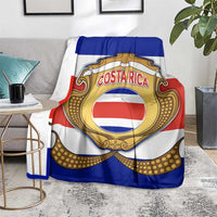 Costa Rica Flag Map Blanket Red White Blue with National Colors and Gold Crest Design - Wonder Print Shop