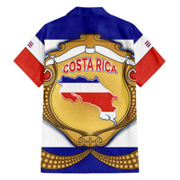 Costa Rica Flag Map Family Matching Tank Maxi Dress and Hawaiian Shirt Red White Blue with National Colors and Gold Crest Design - Wonder Print Shop