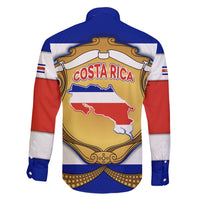 Costa Rica Flag Map Family Matching Tank Maxi Dress and Hawaiian Shirt Red White Blue with National Colors and Gold Crest Design - Wonder Print Shop