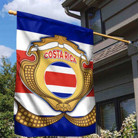 Costa Rica Flag Map Garden Flag Red White Blue with National Colors and Gold Crest Design - Wonder Print Shop