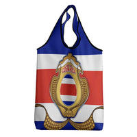 Costa Rica Flag Map Grocery Bag Red White Blue with National Colors and Gold Crest Design - Wonder Print Shop