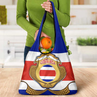 Costa Rica Flag Map Grocery Bag Red White Blue with National Colors and Gold Crest Design - Wonder Print Shop