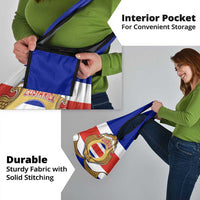 Costa Rica Flag Map Grocery Bag Red White Blue with National Colors and Gold Crest Design - Wonder Print Shop