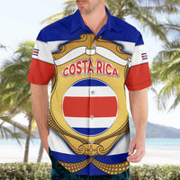 Costa Rica Flag Map Hawaiian Shirt Red White Blue with National Colors and Gold Crest Design - Wonder Print Shop
