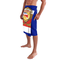 Costa Rica Flag Map Lavalava Red White Blue with National Colors and Gold Crest Design - Wonder Print Shop