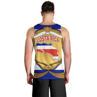 Costa Rica Flag Map Men Tank Top Red White Blue with National Colors and Gold Crest Design - Wonder Print Shop