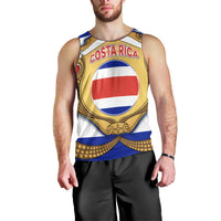 Costa Rica Flag Map Men Tank Top Red White Blue with National Colors and Gold Crest Design - Wonder Print Shop
