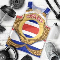 Costa Rica Flag Map Men Tank Top Red White Blue with National Colors and Gold Crest Design - Wonder Print Shop